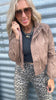 Washed Brown Biker Jacket