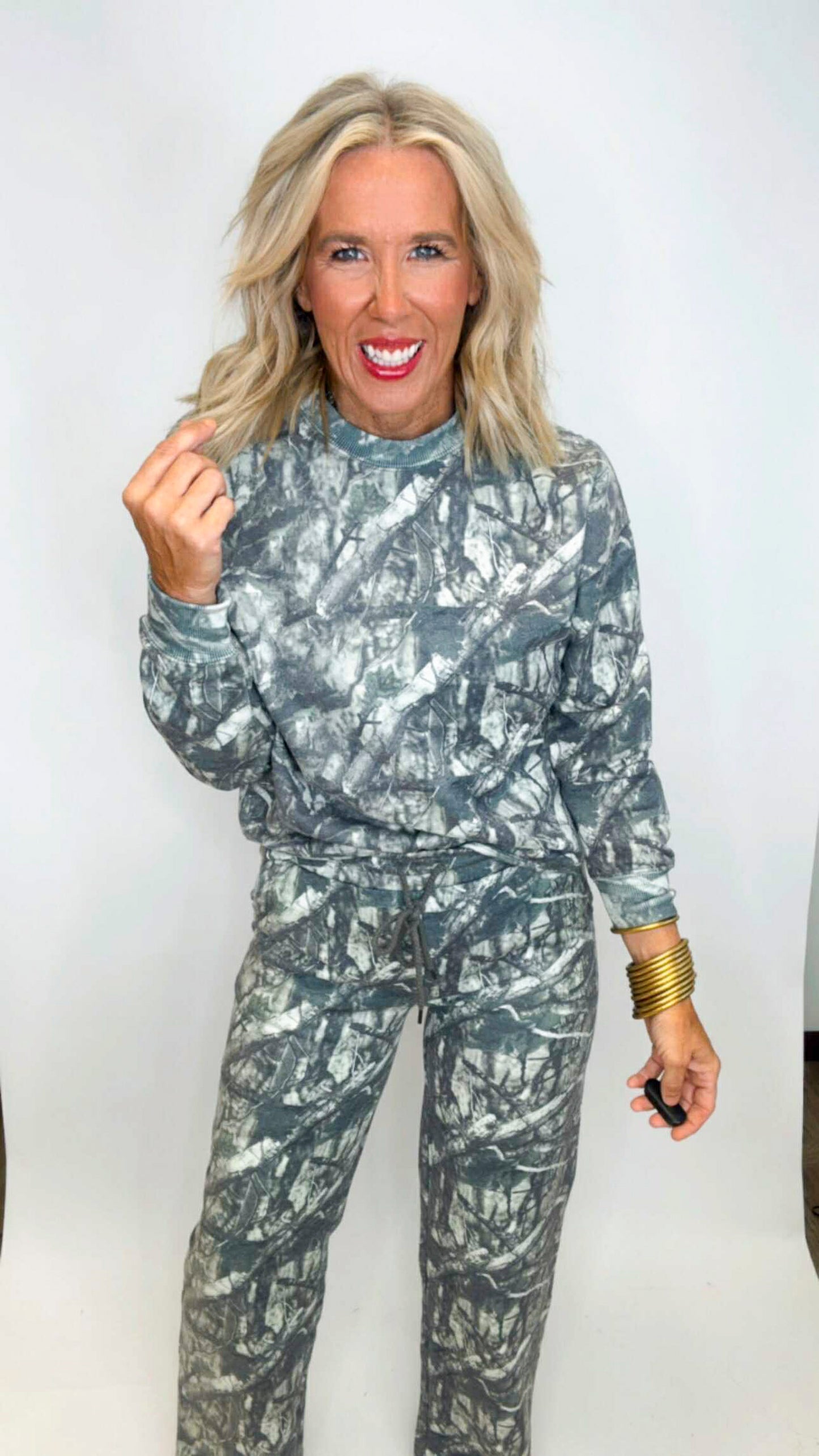 Fleece Camo Relaxed Fit Crew Neck Sweatshirt *DEAL*