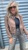 Washed Brown Biker Jacket