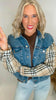 Khaki Denim Plaid Contrast Jacket**