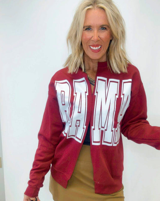 BAMA State Hand Cut Sweatshirt Cardigan