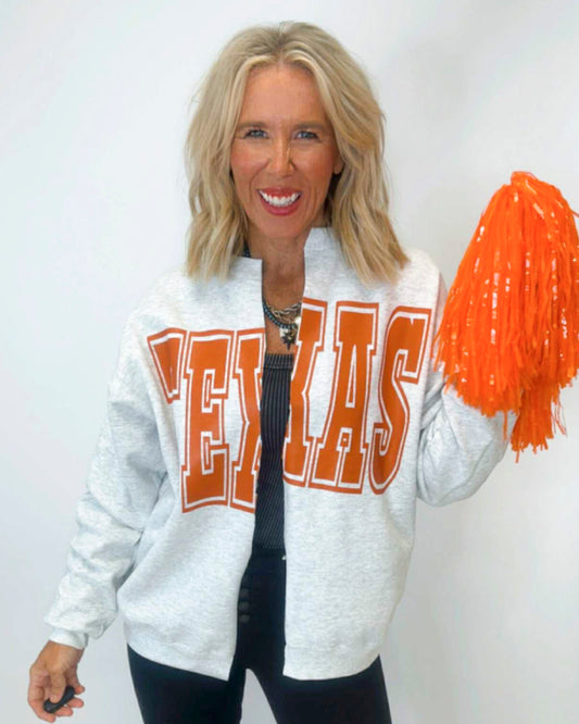 TEXAS State Hand Cut Sweatshirt Cardigan