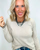 Taupe Animal Trimmed Long Sleeve Hacci Knit Top