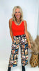 Vintage Western Print Smock Waist Woven Pants