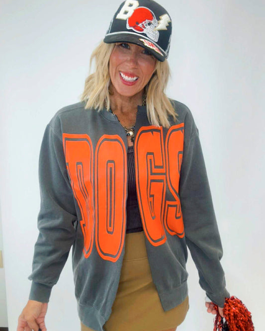 DOGS GameDay Hand Cut Sweatshirt Cardigan | Comfort Colors