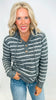 Waffle Textured Stripe Hoodie Sweater Top (2 COLORS)
