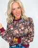 Burgundy Floral Terry Sweater