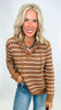 Waffle Textured Stripe Hoodie Sweater Top (2 COLORS)