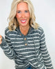 Waffle Textured Stripe Hoodie Sweater Top (2 COLORS)