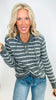 Waffle Textured Stripe Hoodie Sweater Top (2 COLORS)