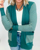 Striped Color Block Open Front Cardigan
