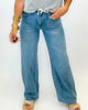 Baggy Wide Denim Jeans With Waist String