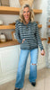 Waffle Textured Stripe Hoodie Sweater Top (2 COLORS)