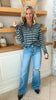 Waffle Textured Stripe Hoodie Sweater Top (2 COLORS)
