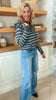 Waffle Textured Stripe Hoodie Sweater Top (2 COLORS)