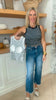 Basic Essential Cotton Stripe Tank Top w/ Self Bra