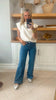 High Rise Wide Leg Bow Embroidered Jeans | RISEN
