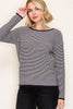 Dark Navy Waffle Texture Long Sleeve Pullover Sweater