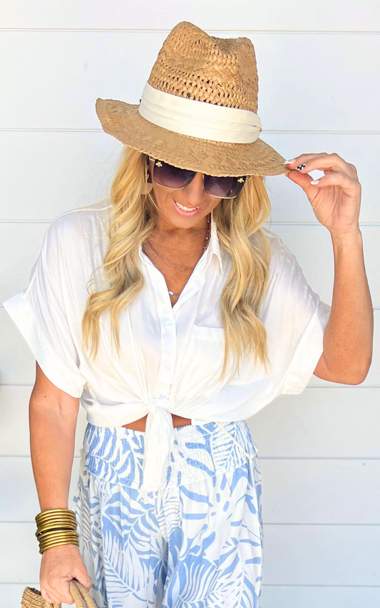 WHITE SHORT SLEEVE BLOUSE 