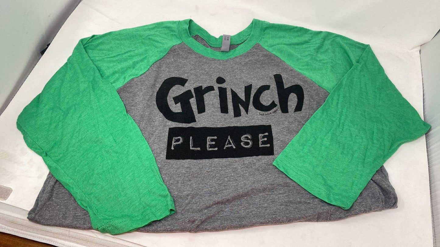 Grinch Please Baseball Holiday Graphic Top *FINAL SALE