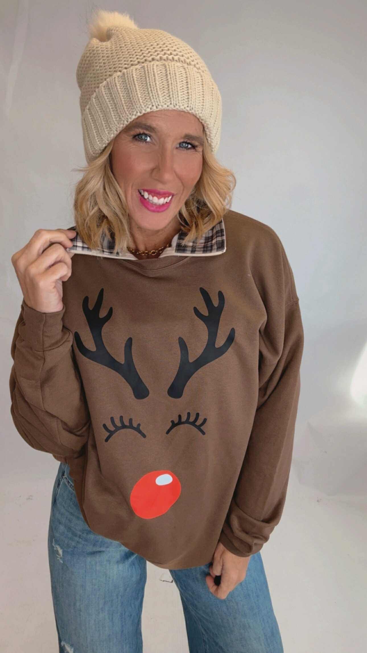 Reversible Reindeer & Gingerbread Graphic Sweatshirt - DEAL