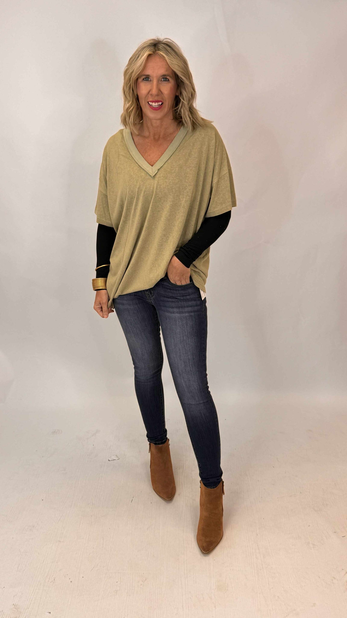 Stone Washed Solid Loose Fit Tee | POL (3 COLORS)