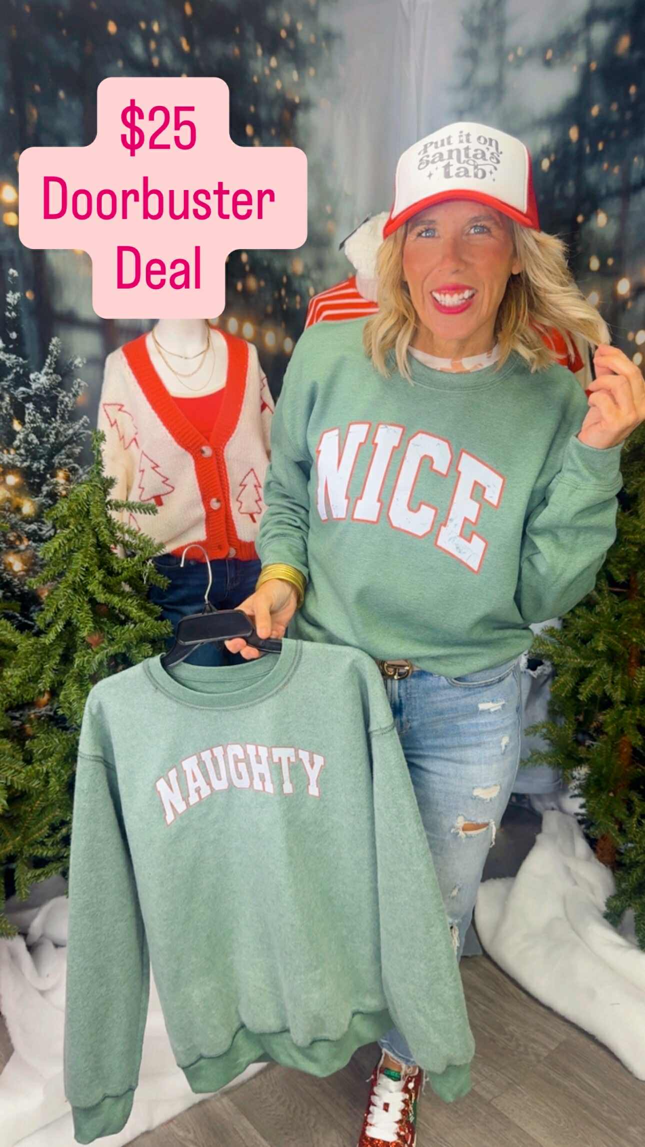 Naughty/Nice Reversible Graphic Sweatshirt - DEAL