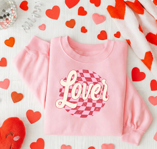 Disco Lover Pink Crewneck Graphic Sweatshirt