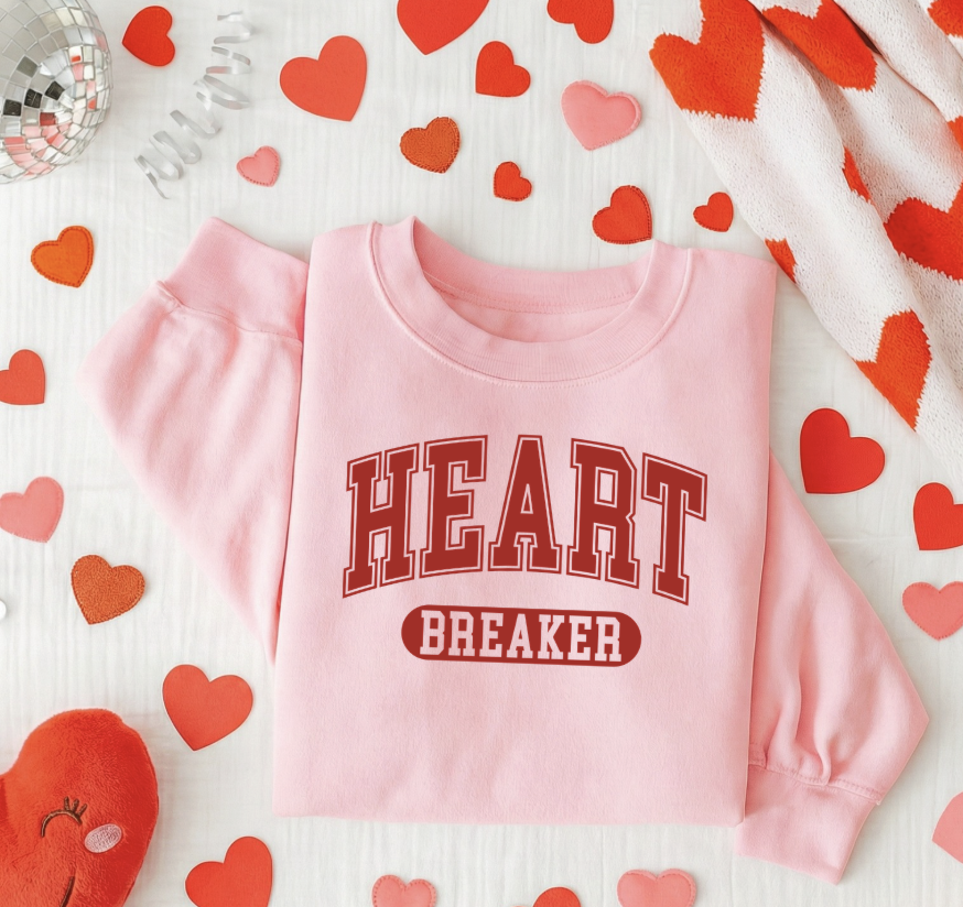 Heartbreaker Pink Crewneck Graphic Sweatshirt