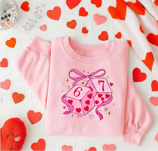 Six Seven Pink Crewneck Graphic Sweatshirt