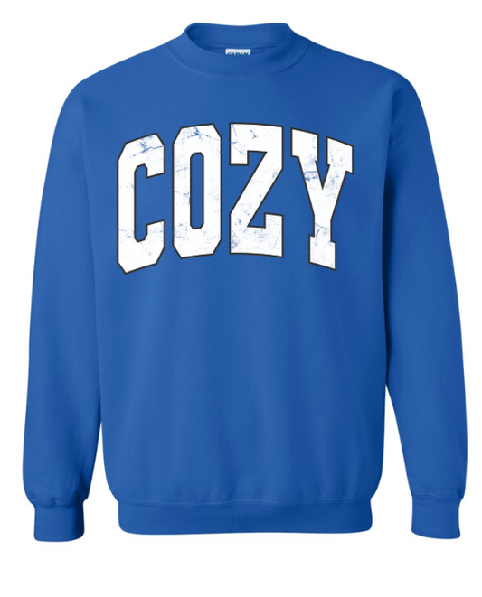 COZY Royal Blue Crewneck Graphic Sweatshirt
