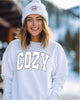 COZY White Crewneck Graphic Sweatshirt