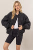 Black Oversized Bomber Puffer Jacket | HYFVE *LA LIVE PREORDER