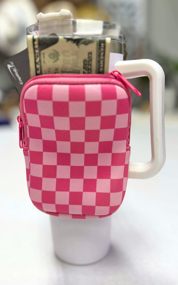 Pink Checkered Tumbler Bag for 40oz Tumbler