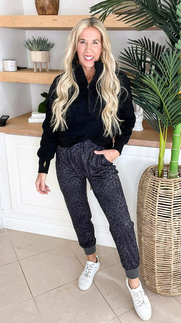 Black Cheetah Everyday Joggers by Salty Wave - DEAL