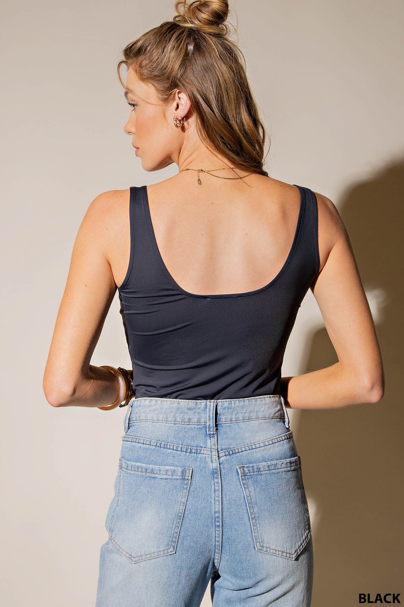 Square Neck Solid Tank Bodysuit