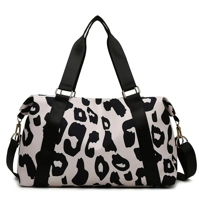 Black Leopard Duffle Bag for Women