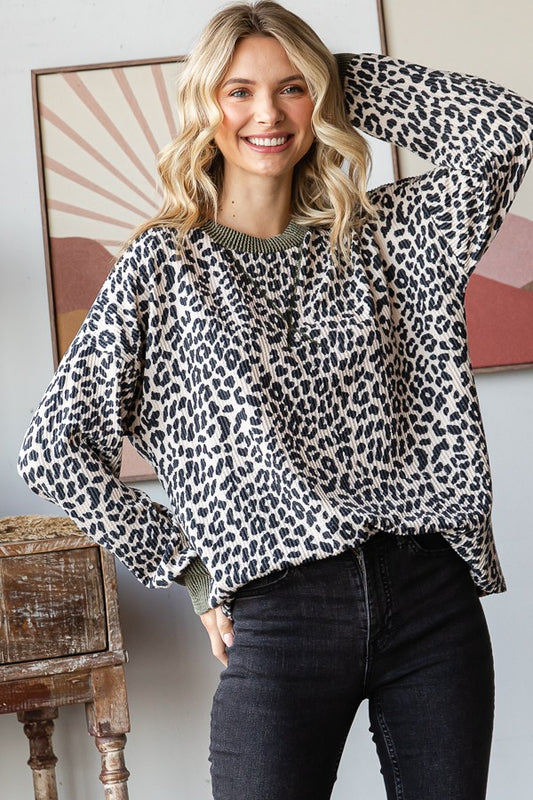 Cheetah Print Pullover Sweatshirt