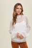 Ivory Lace Mock Neck Balloon Sleeve Top