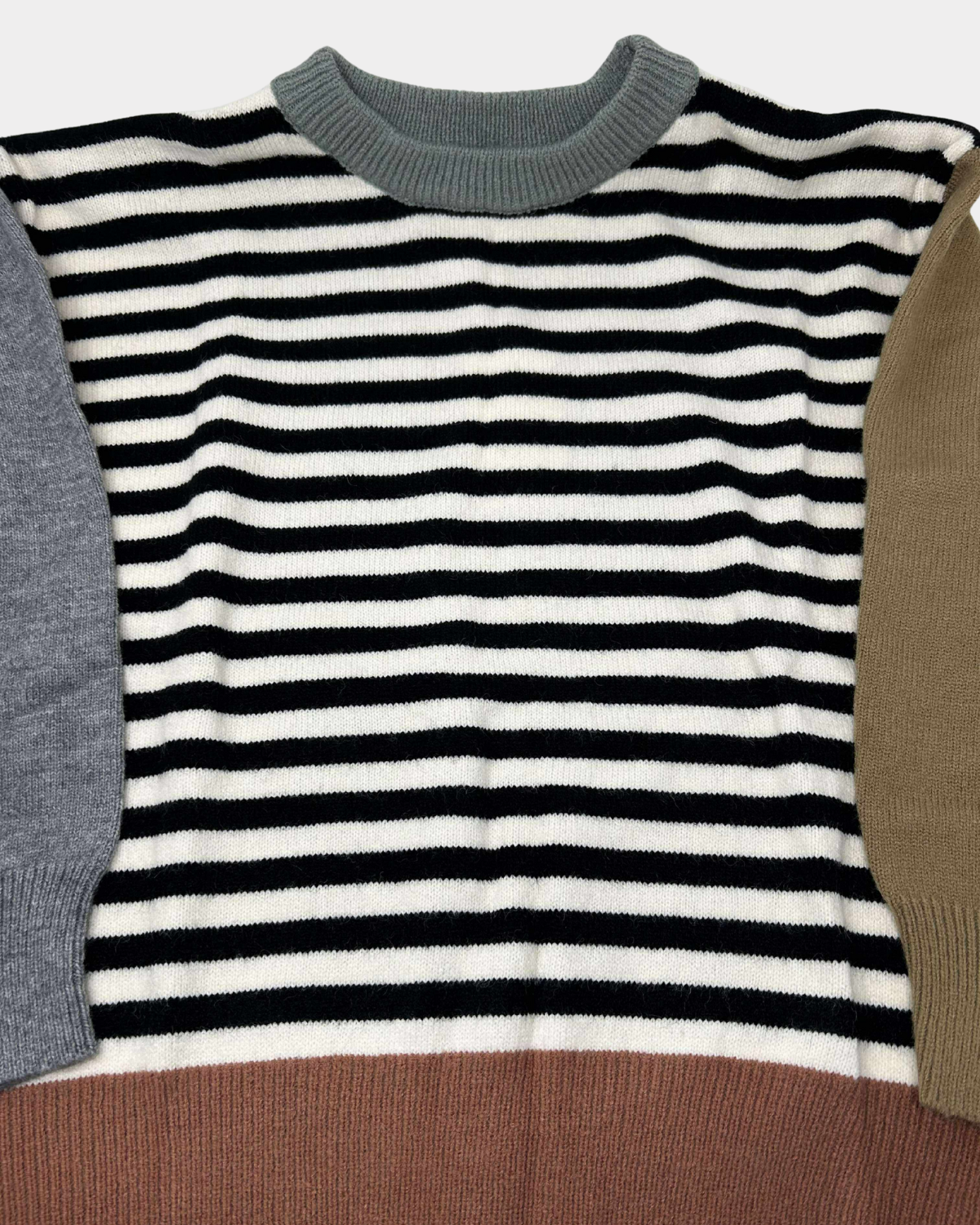 Ivory/Black Striped Colorblock Sweater Top