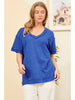 Raw Edge Detail Cotton V Neck Top *DEAL