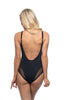 Black Mesh Solid One-Piece Swimsuit - Final Sale