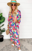 Magenta Multi Kimono Maxi Dress - Entro | FINAL SALE