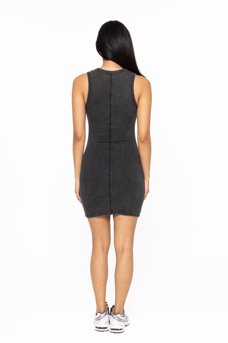 Mineral Washed Fitted Ribbed Tank Dress