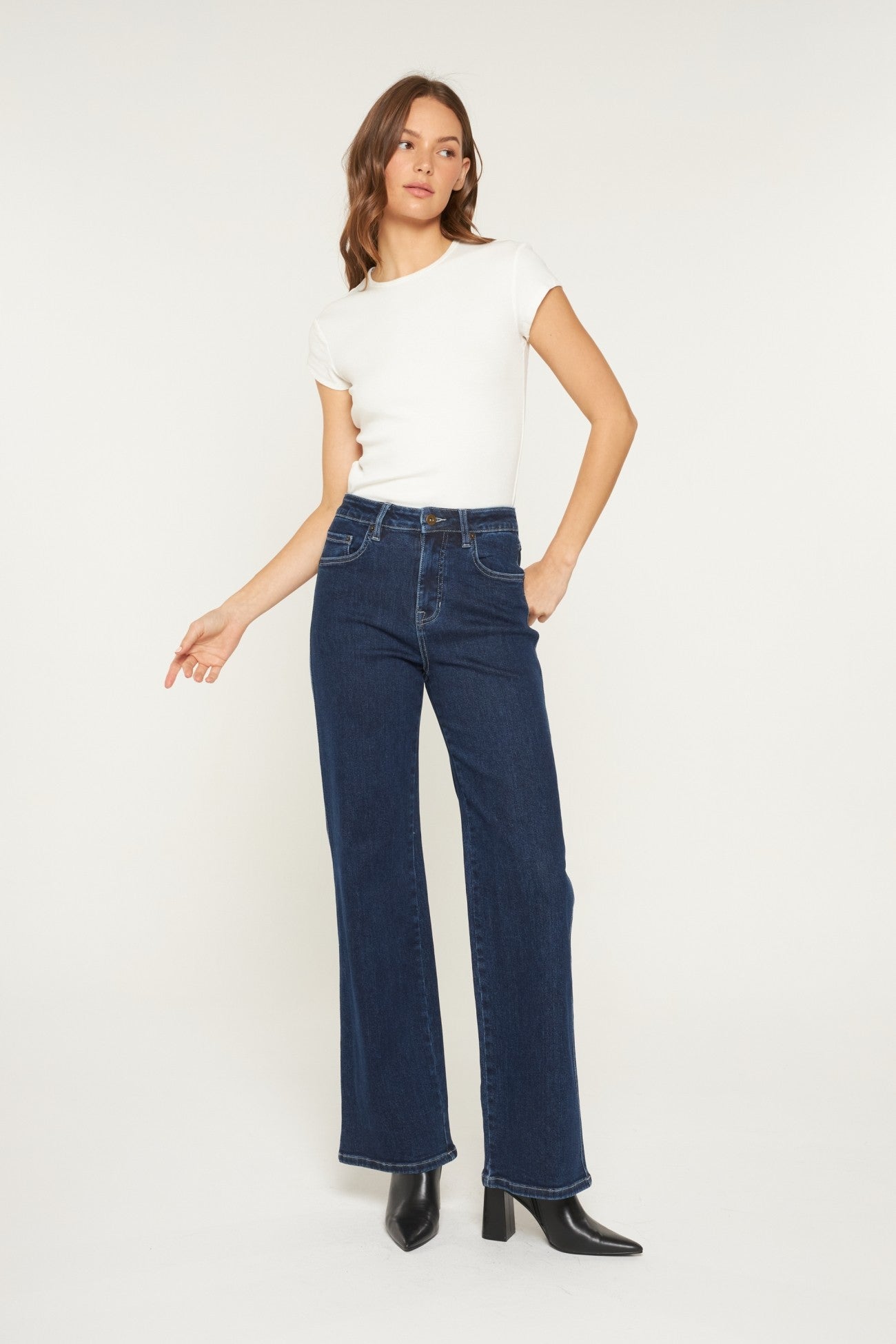 Natural Indigo Super High Wide Leg Denim Jeans | MICA