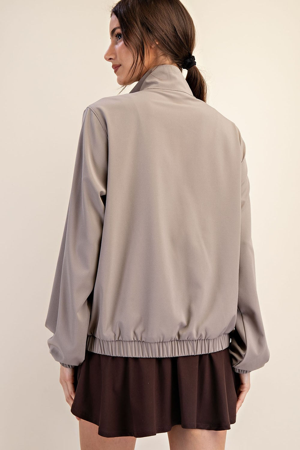 Crinkle Woven Quarter Zip Active Jacket | RAE MODE