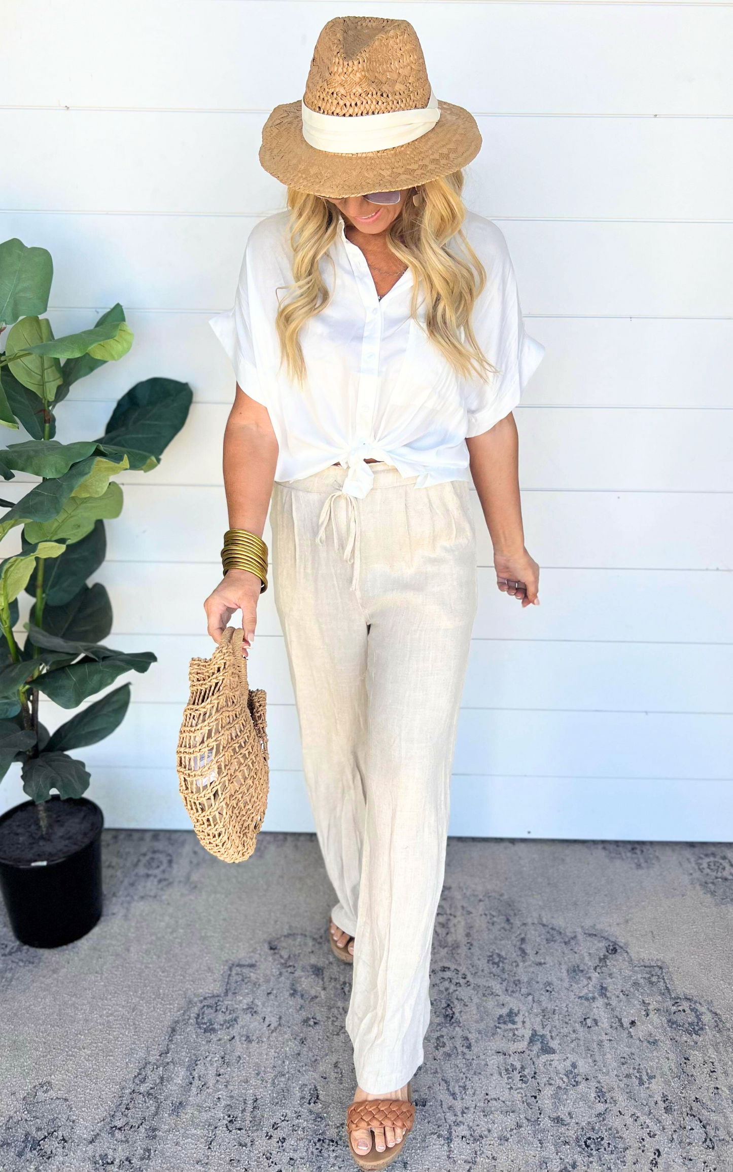 Sunday Brunch Linen Wide Leg Pants