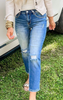 Midrise Distressed Boyfriend Denim Jeans- RISEN - Final Sale