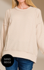 Corded Rib Long Sleeve Round Neck Pullover* - Final Sale