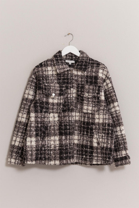 Black Plaid Boucle Shacket | HYFVE *LA LIVE PREORDER